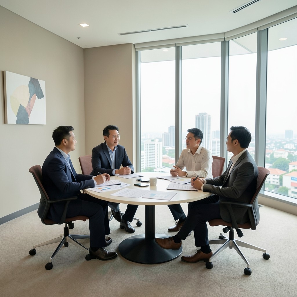 Small workshop with finance and growth leads around a table
